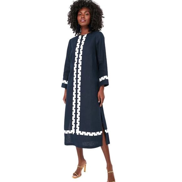 Tuckernuck Dresses & Skirts - Tuckernuck x Atlantic-Pacific Navy Long 100% Linen Hartman Kaftan Dress Size M